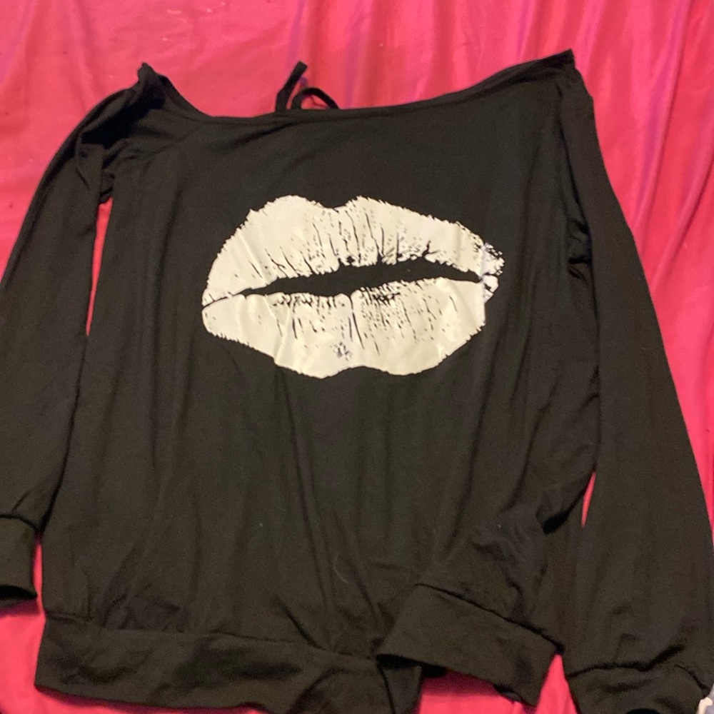 Off the shoulder black shirt